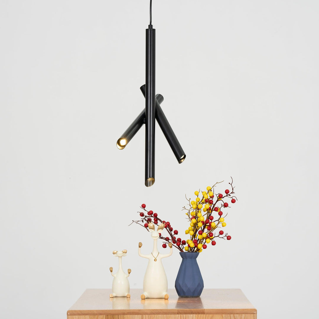 Modern Black Pendant Light for Kitchen Island – Adjustable Height Aluminum Tube Design with Integrated LED