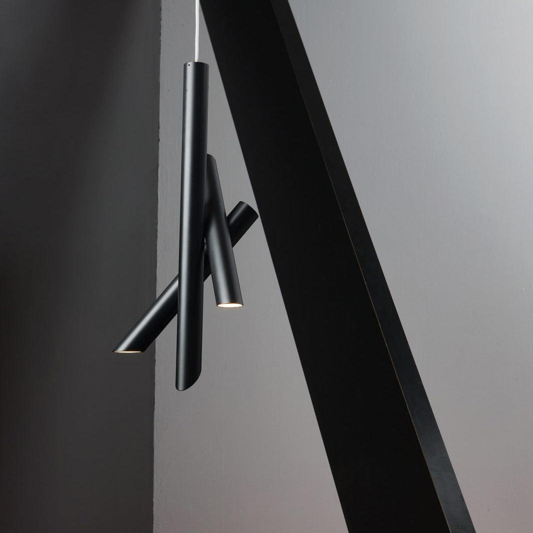 Modern Black Pendant Light for Kitchen Island – Adjustable Height Aluminum Tube Design with Integrated LED