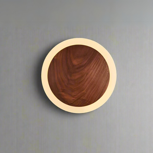 Modern Walnut LED Wall Light – Minimalist Wall Sconce with Soft Diffused Glow for Bedrooms and Living Rooms