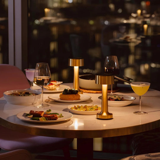 Restaurant Bar Table Lamp | Durable Iron | Adjustable Brightness | Cordless + Portable