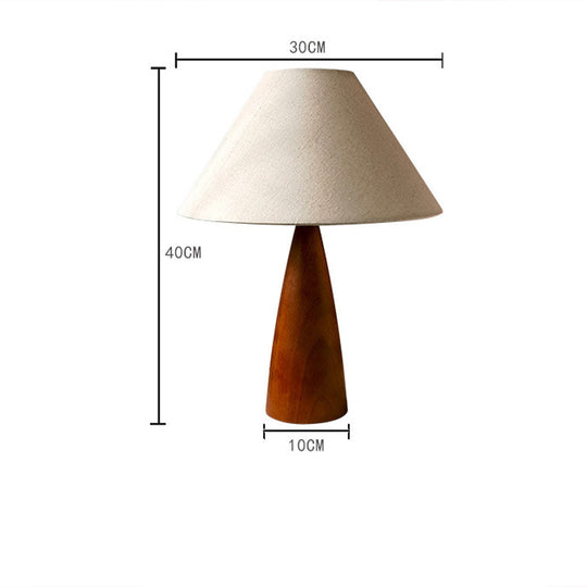 Solid Wood Table Lamp with LED Light – Classic Design for Living Room or Bedside Use, 30cm Diameter, 40cm Height