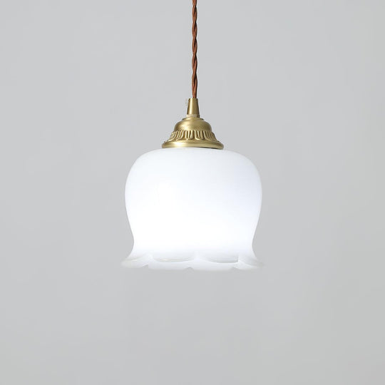Elegant Brass and Resin Pendant Lamp – Lily of the Valley Ceiling Light Fixture, Adjustable Height, Indoor Use