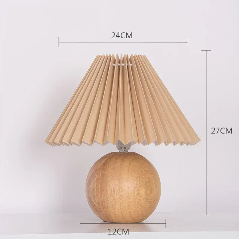 Vintage Pleated Shade Table Lamp – Elegant Retro Nightstand Lighting