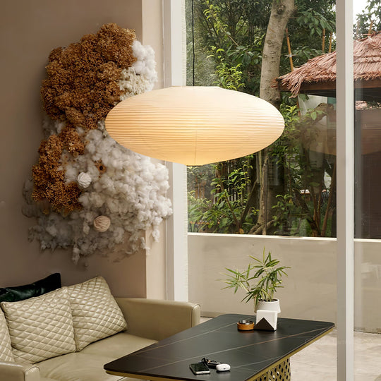 Handcrafted Washi Paper Pendant Light - Adjustable Height Indoor Ceiling Fixture for Kitchen and Living Room