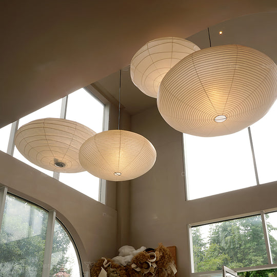 Handcrafted Washi Paper Pendant Light - Adjustable Height Indoor Ceiling Fixture for Kitchen and Living Room