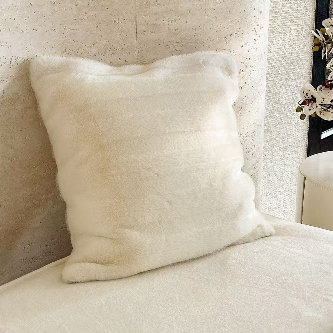 Variant image for Plush Striped Fur Throw Pillow for Couch – Soft 19.7 Decorative Pillow in Faux Rabbit Fur-1