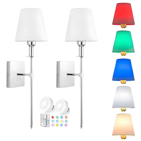 Variant image for Brushed Brass Wall Sconces Set of 2 – Elegant Fabric Shade Wall Lights for Indoor Lighting-3