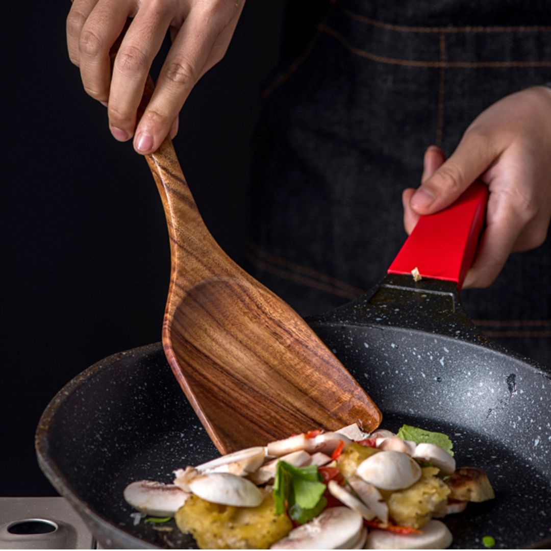 7-Piece Eco-Friendly Teak Wooden Cooking Utensil Set – Durable Kitchen Tools for All Cooking Tasks