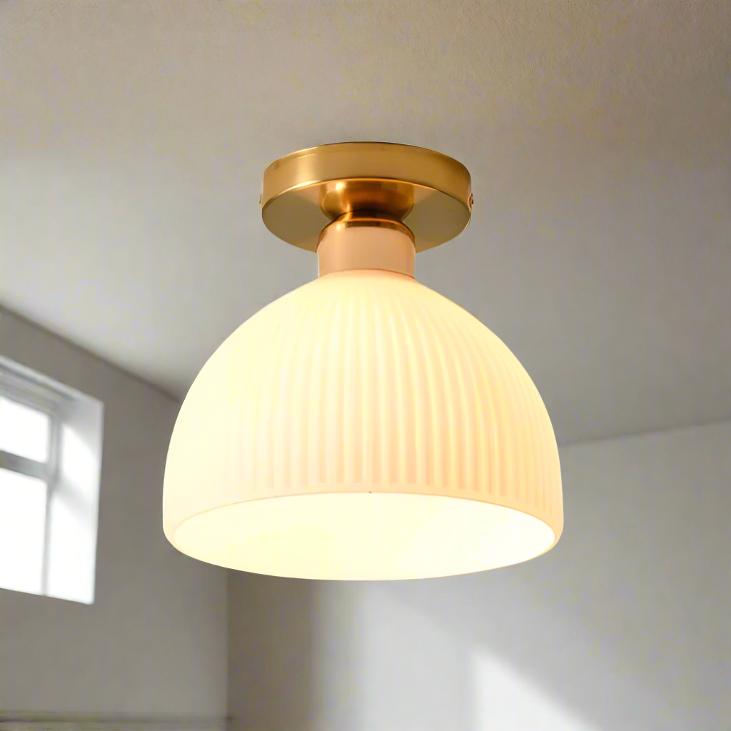Modern Milk White Glass Flush Mount Ceiling Light Fixture – Elegant Illumination for Contemporary Spaces