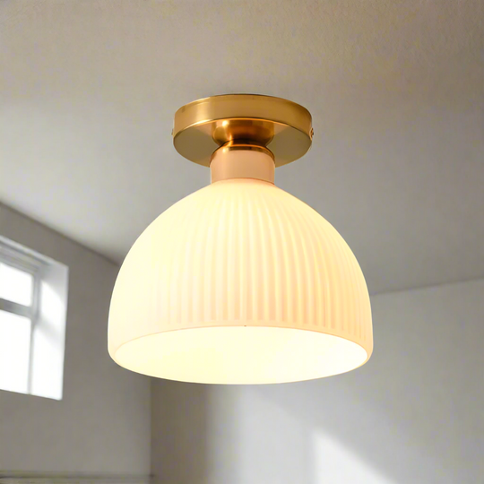Modern Milk White Glass Flush Mount Ceiling Light Fixture – Elegant Illumination for Contemporary Spaces