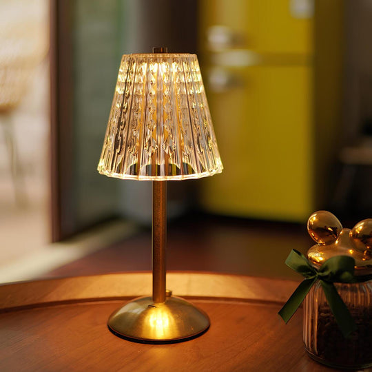 Golden Crystal Table Lamp | Rechargable Battery | Cordless Design | Easily adjustable | Warm Glow