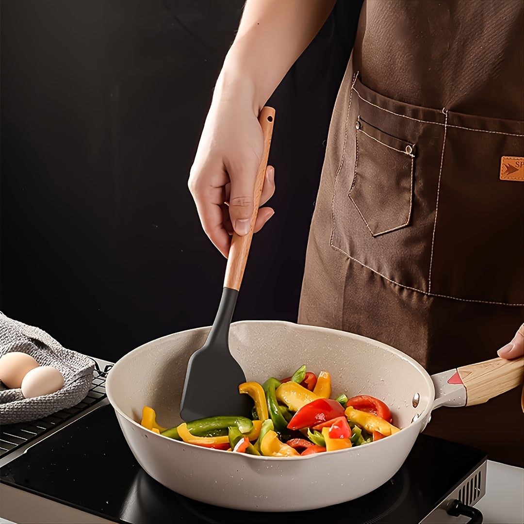 12pcs Heat Resistant Silicone Kitchen Utensils Set - BPA Free, Non-Toxic, Non-Stick Spatula, Spoon, Brush & Mixer for Cooking & Baking
