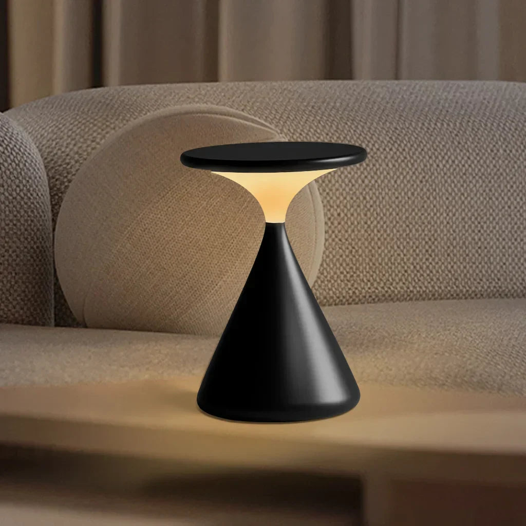 Cordless Hourglass Table Lamp with Adjustable Brightness – Modern Battery Operated Lamp for Home and Office Decor