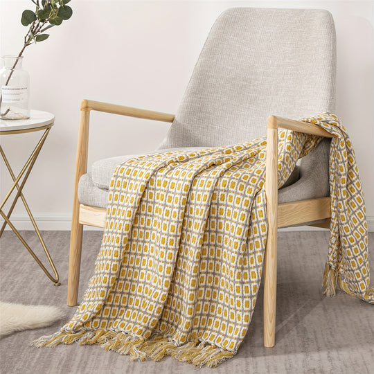 Bohemian Tassel Blanket - Soft Knitted Sofa Towel for Comfort & Stress Relief