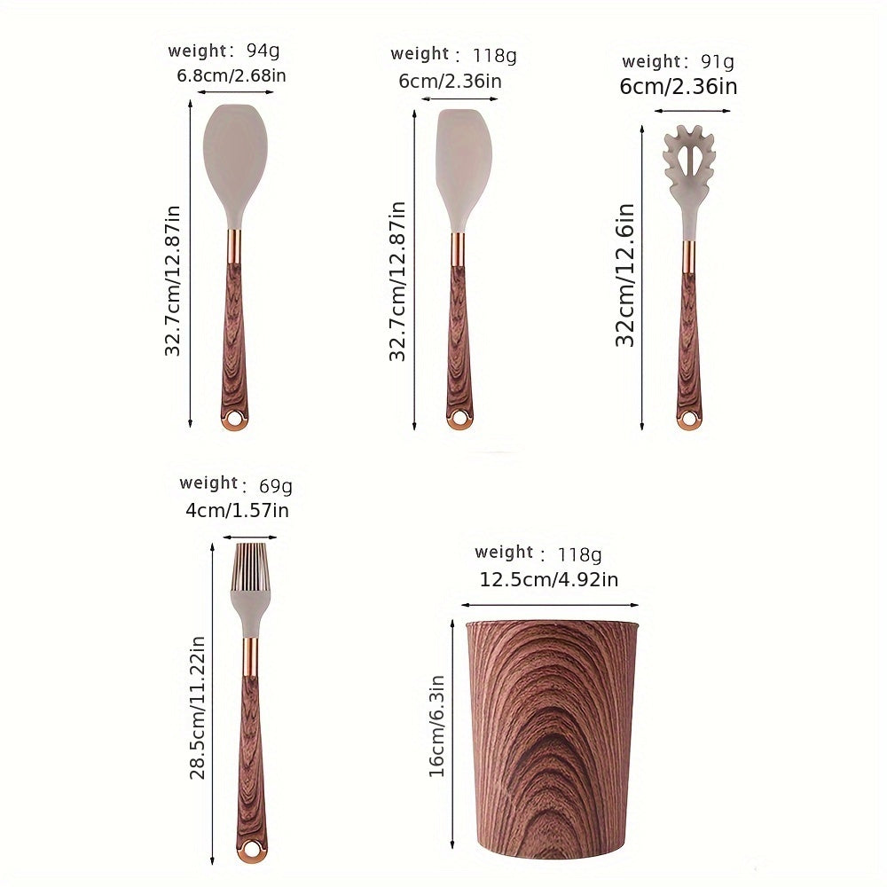 11pcs BPA-Free Non-Stick Wood and Silicone Kitchen Utensil Set – Heat Resistant Cooking Tools & Gadgets