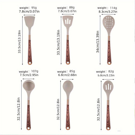 11pcs BPA-Free Non-Stick Wood and Silicone Kitchen Utensil Set – Heat Resistant Cooking Tools & Gadgets