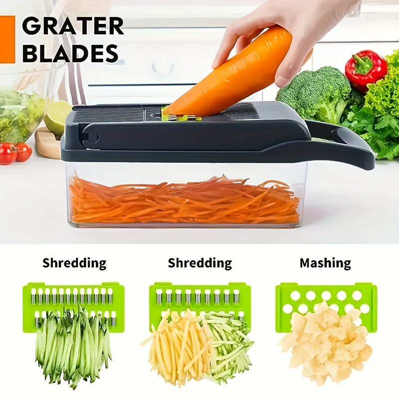 16-in-1 Groentesnijder & Snijder – Multi-Blad Keukengadget voor Gemakkelijk Maaltijdvoorbereiding