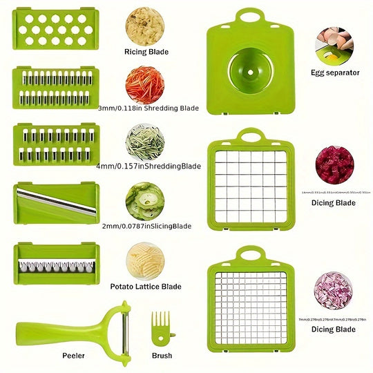16-in-1 Groentesnijder & Snijder – Multi-Blad Keukengadget voor Gemakkelijk Maaltijdvoorbereiding