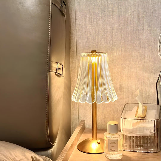 Golden Crystal Table Lamp | Rechargable Battery | Cordless Design | Easily adjustable | Warm Glow
