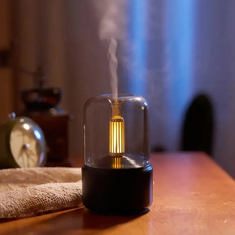 LED Aroma Diffuser Lamp with Candlelight Flame Effect – Electric Aromatherapy Diffuser for Essential Oils and Home Decor