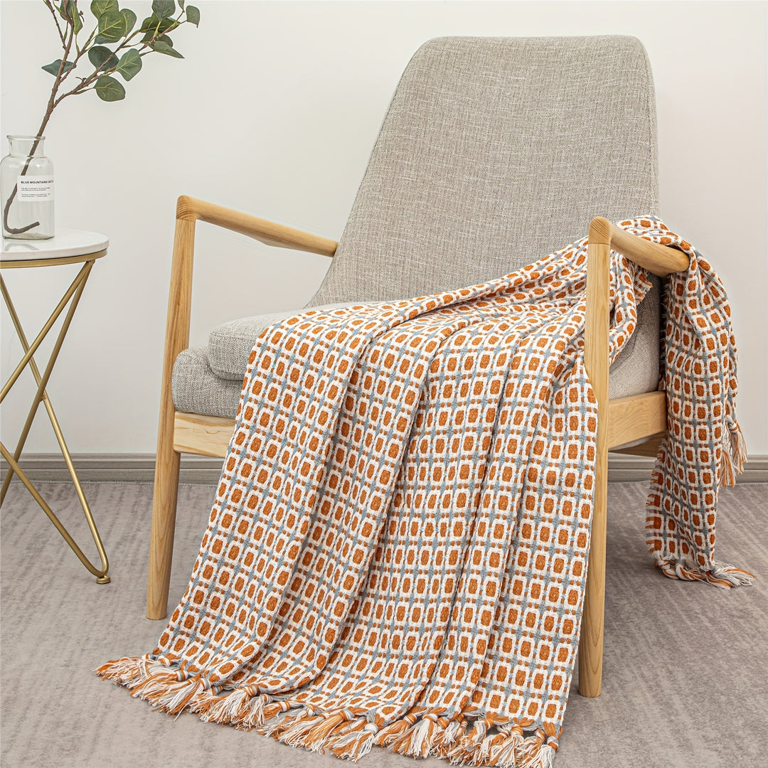 Bohemian Tassel Blanket - Soft Knitted Sofa Towel for Comfort & Stress Relief