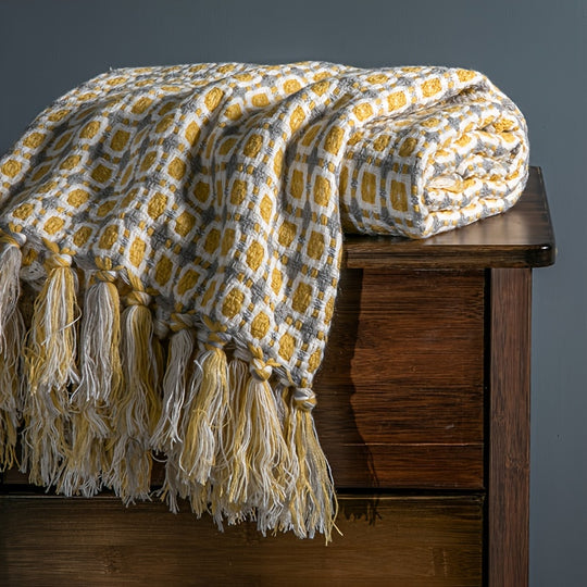 Bohemian Tassel Blanket - Soft Knitted Sofa Towel for Comfort & Stress Relief