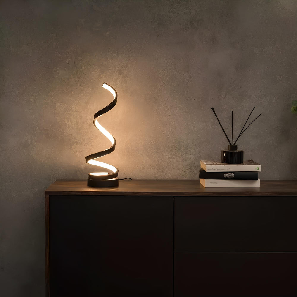 Modern Spiral Table Lamp with Dimmable Brightness and USB Power - Stylish Bedside or Desk Lamp for Bedroom