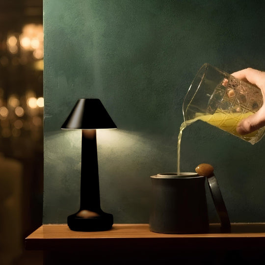 Restaurant Bar Table Lamp | Durable Iron | Adjustable Brightness | Cordless + Portable