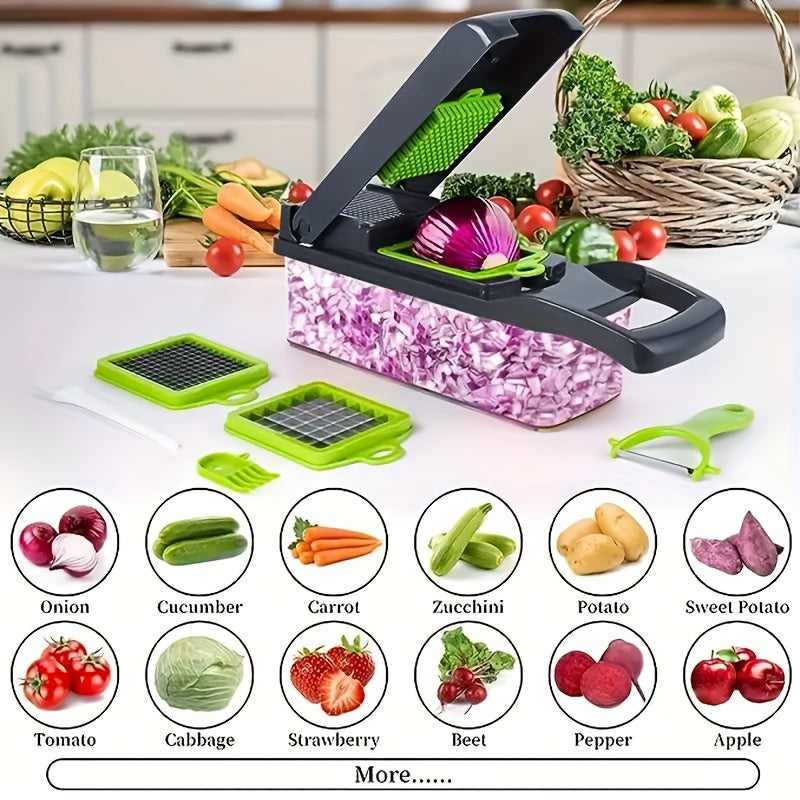 16-in-1 Groentesnijder & Snijder – Multi-Blad Keukengadget voor Gemakkelijk Maaltijdvoorbereiding