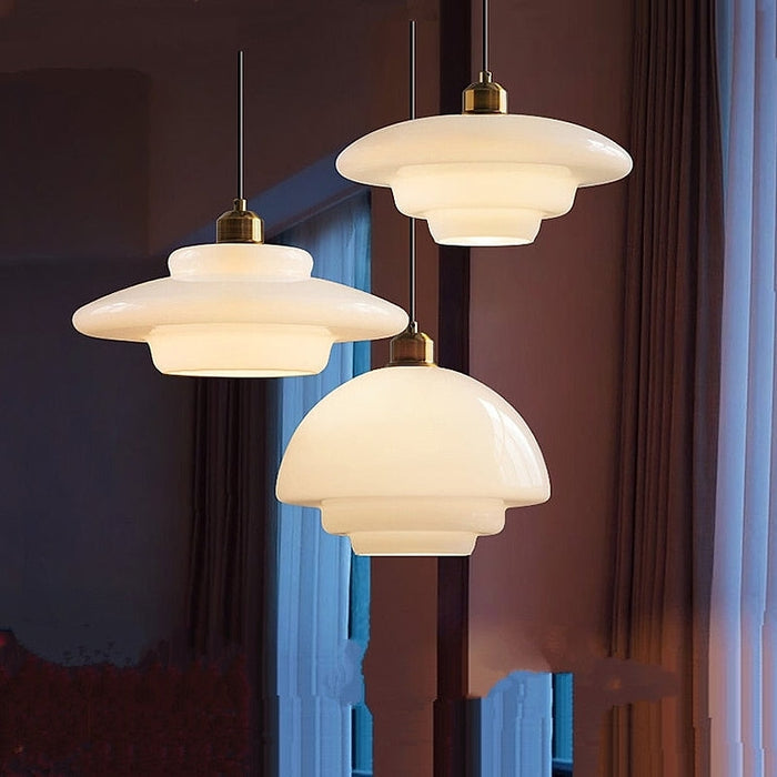 Elegant White Glass Pendant Light | Modern Minimalist Hanging Lamp