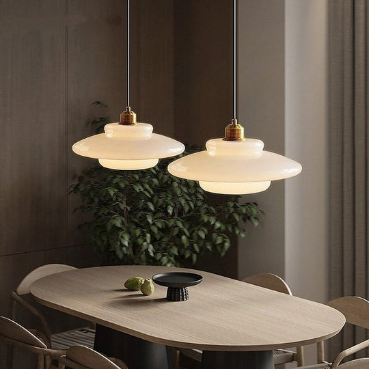 Elegant White Glass Pendant Light | Modern Minimalist Hanging Lamp