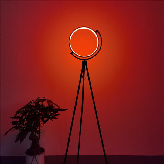 Modern Floor Lamp with Circular LED and Onyx Finish – Stylish Standing Lamp for Living Room and Office