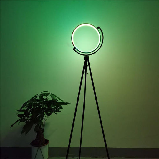 Modern Floor Lamp with Circular LED and Onyx Finish – Stylish Standing Lamp for Living Room and Office
