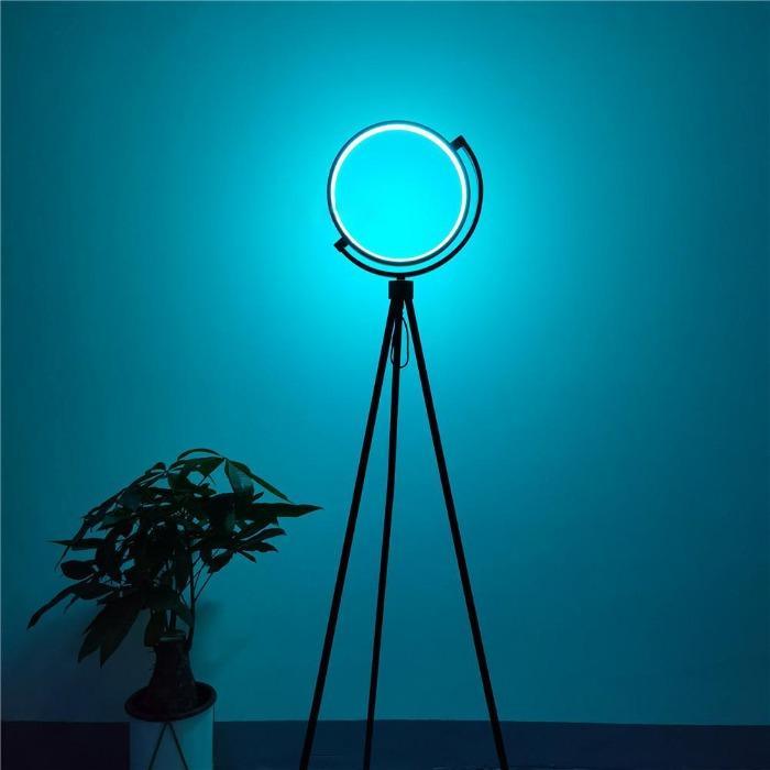 Modern Floor Lamp with Circular LED and Onyx Finish – Stylish Standing Lamp for Living Room and Office
