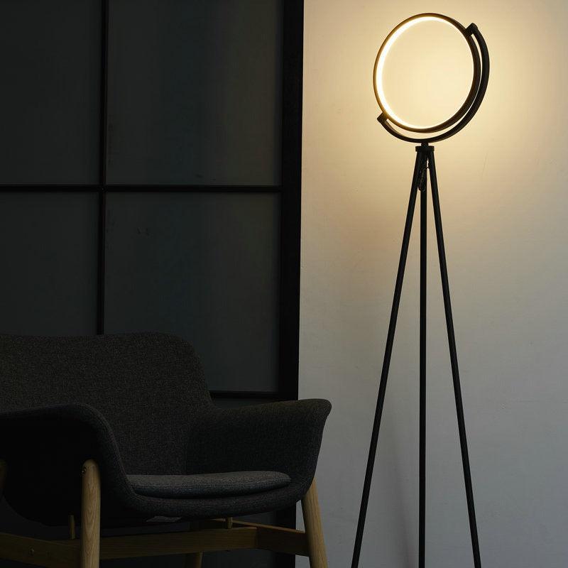 Variant image for Modern Floor Lamp with Circular LED and Onyx Finish – Stylish Standing Lamp for Living Room and Office-2