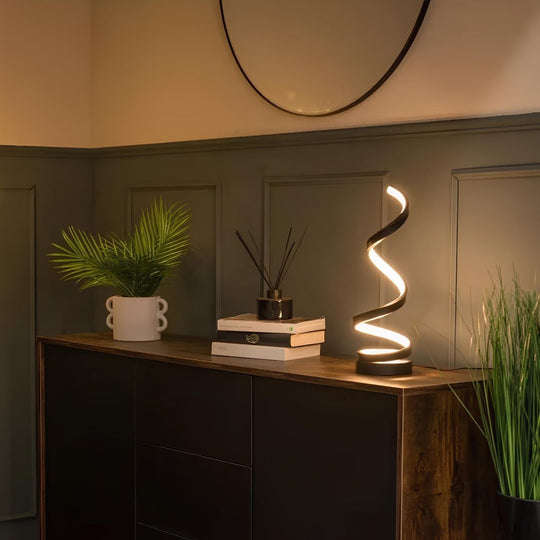 Moderne spiraal tafellamp met dimbare helderheid en USB-voeding - Stijlvolle bed- of bureaulamp voor slaapkamer