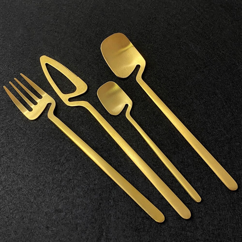 Variant image for Sculptural 16-Piece Cutlery Set with Hook Design – Elegant Stainless Steel Silverware Set for Dining-3
