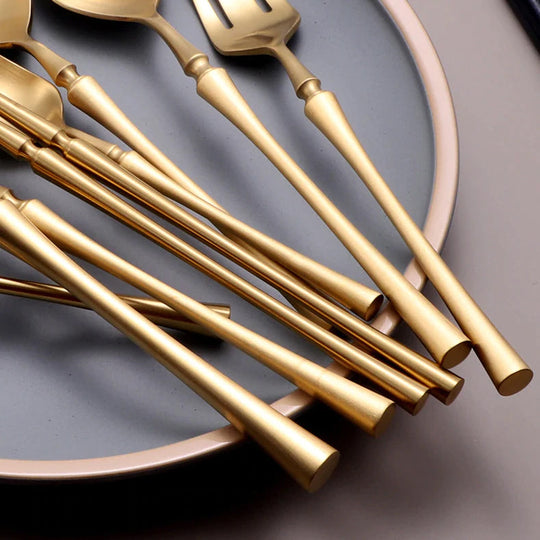 Elegant Matte Gold and Silver Cutlery Set - 16 or 32 Piece Stainless Steel Silverware Set for Stylish Dining