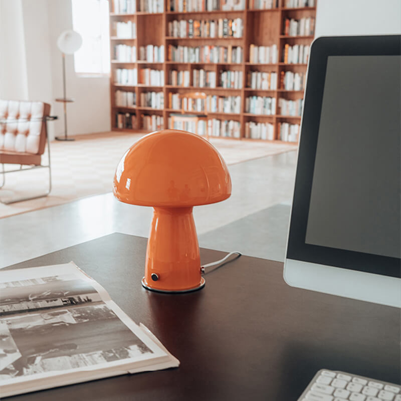 Elegant Glass Mushroom Table Lamp – Nature-Inspired Decorative Lighting for Home, 12 Height, Warm Glow, Indoor Use