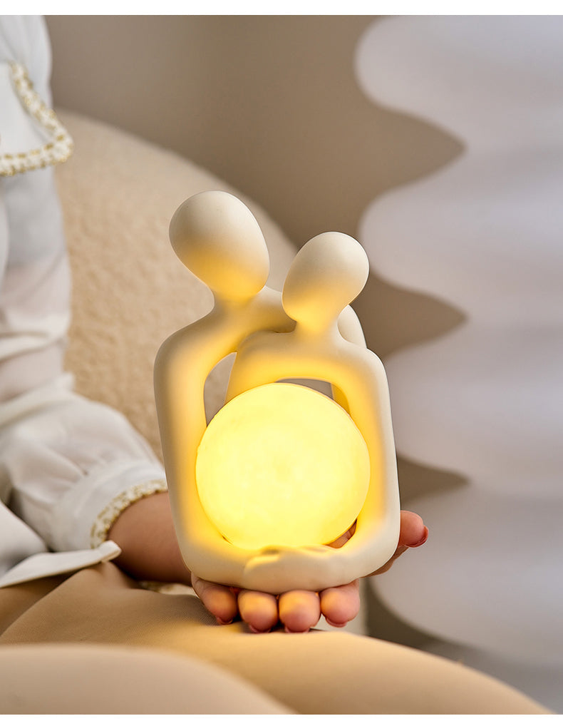 Elegant Resin Table Lamp with Soothing LED Lights – 12-Inch Soft Amber Glow for Cozy Atmosphere