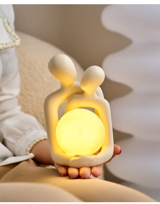 Elegant Resin Table Lamp with Soothing LED Lights – 12-Inch Soft Amber Glow for Cozy Atmosphere