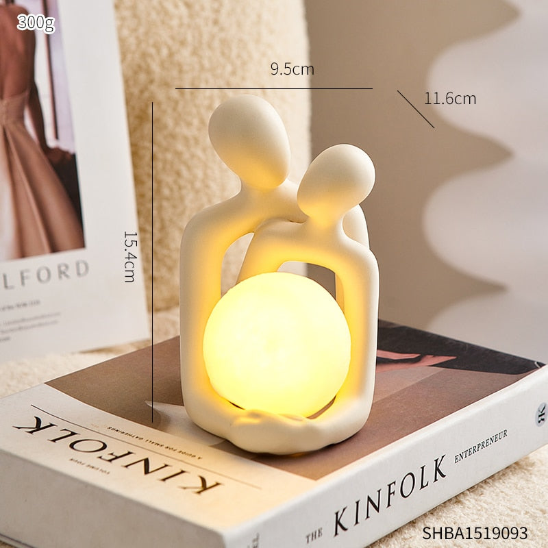 Elegant Resin Table Lamp with Soothing LED Lights – 12-Inch Soft Amber Glow for Cozy Atmosphere