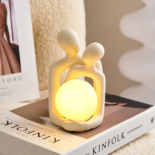 Elegant Resin Table Lamp with Soothing LED Lights – 12-Inch Soft Amber Glow for Cozy Atmosphere