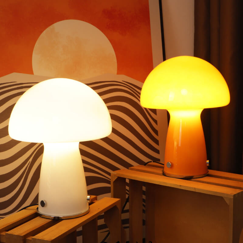 Elegant Glass Mushroom Table Lamp – Nature-Inspired Decorative Lighting for Home, 12 Height, Warm Glow, Indoor Use