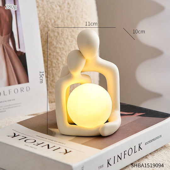 Elegant Resin Table Lamp with Soothing LED Lights – 12-Inch Soft Amber Glow for Cozy Atmosphere