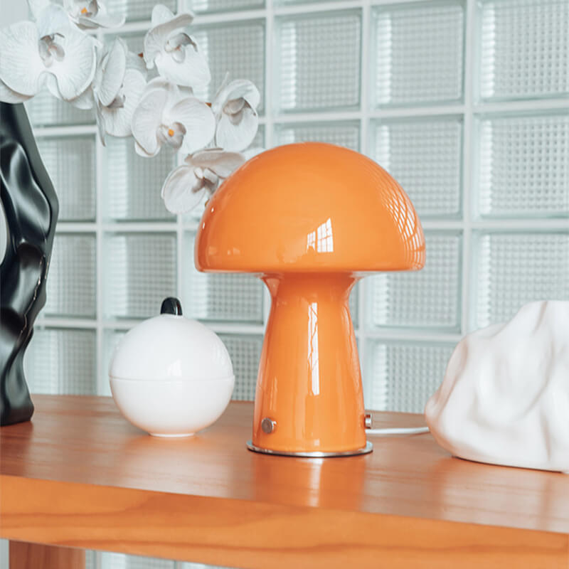 Elegant Glass Mushroom Table Lamp – Nature-Inspired Decorative Lighting for Home, 12 Height, Warm Glow, Indoor Use