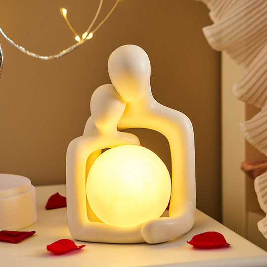 Elegant Resin Table Lamp with Soothing LED Lights – 12-Inch Soft Amber Glow for Cozy Atmosphere