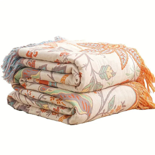 Rustic Floral Boho Blanket | Bohemian Charm | Soft and Breathable | Reversible