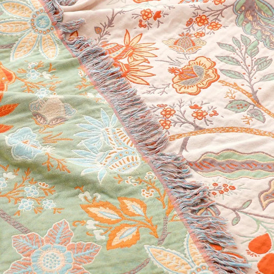 Rustic Floral Boho Blanket | Bohemian Charm | Soft and Breathable | Reversible