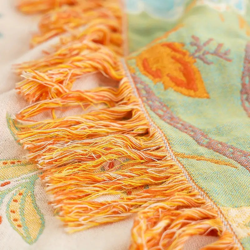 Rustic Floral Boho Blanket | Bohemian Charm | Soft and Breathable | Reversible